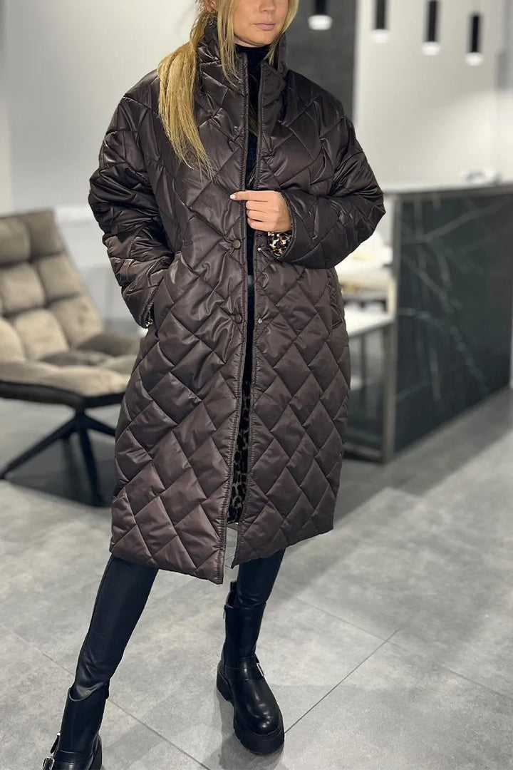 Ofira | Wende-Steppmantel mit Leopardenfutter