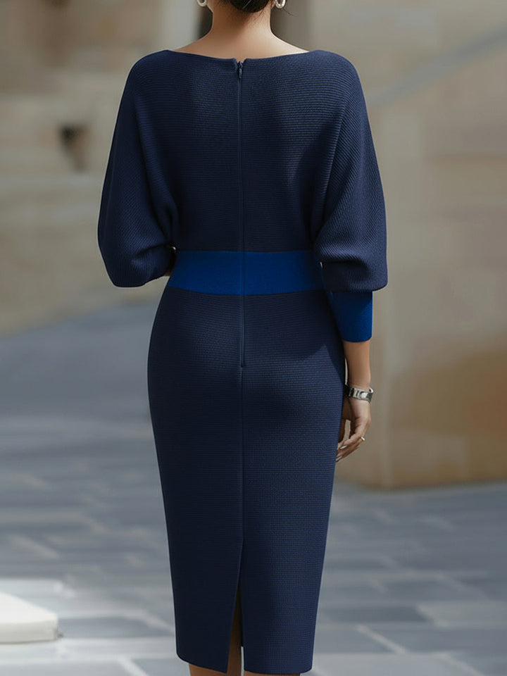 Viktoria | Weißes Drapiertes Batwing-Midikleid