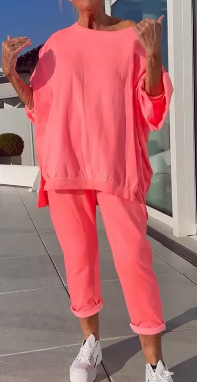 Louniva | Damen Freizeit-Zweiteiler mit Rundhals-Top und Hose
