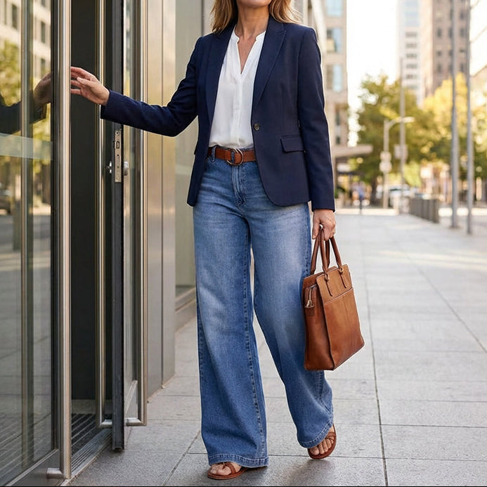 Mercy | Damen-Vintage-Hochbund-Weitbeinjeans