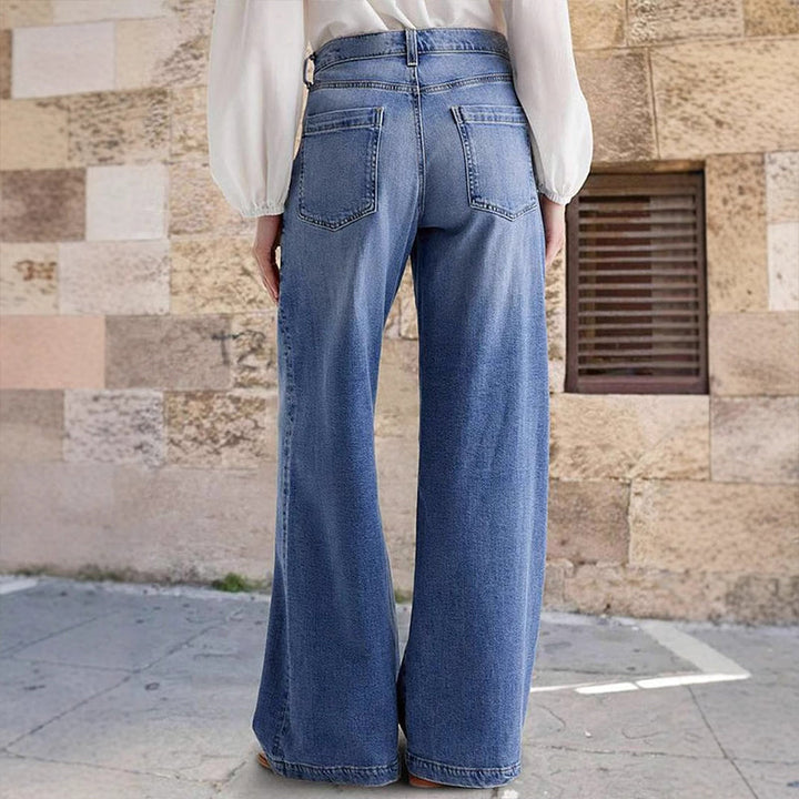 Mercy | Damen-Vintage-Hochbund-Weitbeinjeans