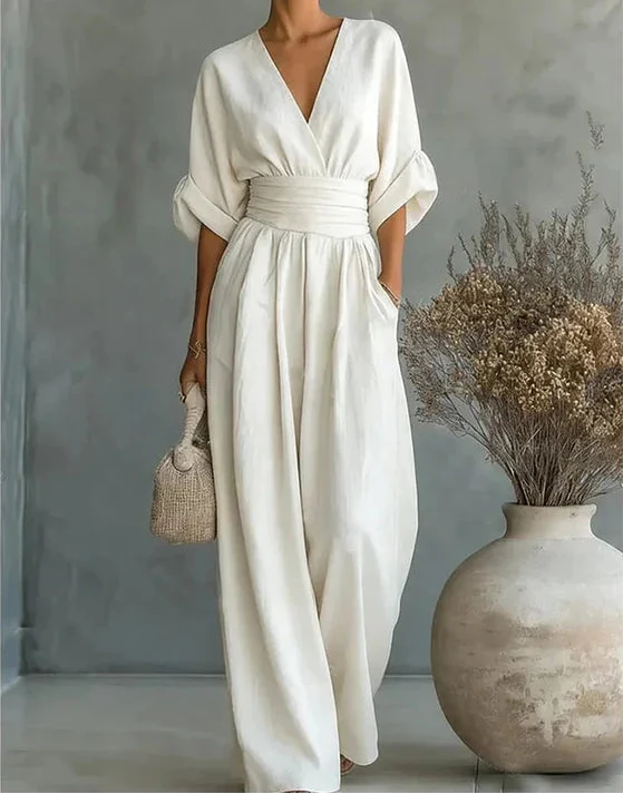 Désirée | Elegantes Jumpsuit mit V-Ausschnitt und weitem Bein