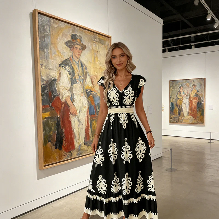 Catherina | Maxikleid im barocken Stil mit V-Ausschnitt