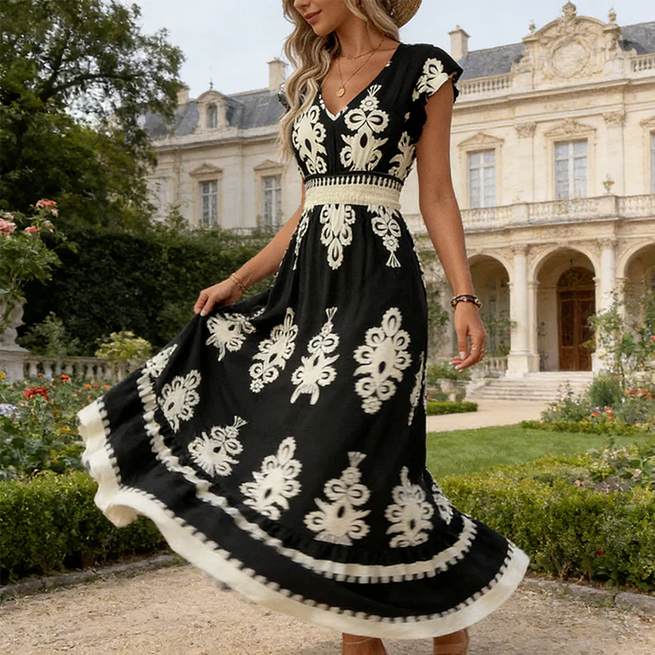 Catherina | Maxikleid im barocken Stil mit V-Ausschnitt