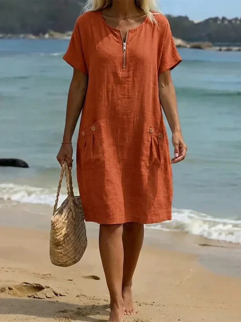 Pascale | Reißverschluss-Front Maxi-Kleid