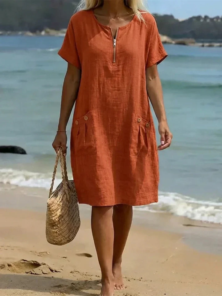Pascale | Reißverschluss-Front Maxi-Kleid